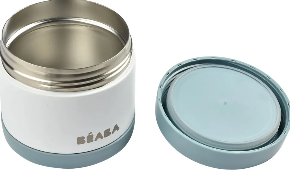 BEABA Stainless Steel Insulated Jar, 16 oz - Baltic Blue / Cloud