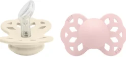 BIBS Infinity Silicone Anatomical Pacifier, 2 Pack - Ivory/Blush - Size 2 (6+ m)