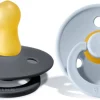 BIBS Original Colour Pacifier, 2 Pack - Iron/Baby Blue - Size 2 (6+ m)