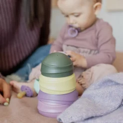 BIBS Wobbly Tower Pastel Rainbow