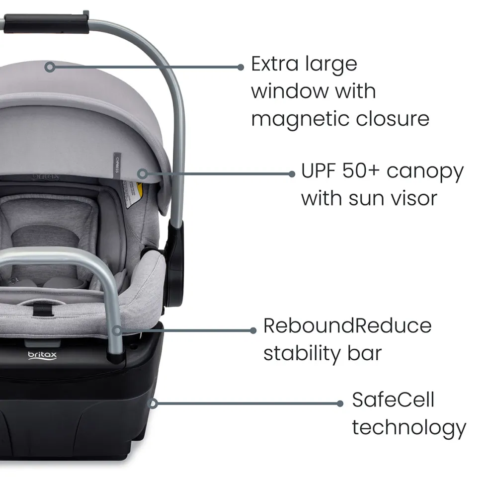 Britax Cypress Infant Car Seat with Alpine Anti-Rebound Base - Ponte Stone