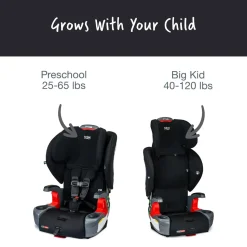 Britax Grow With You ClickTight Harness Booster Car Seat - Black Contour