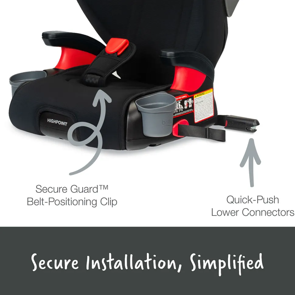 Britax Highpoint 2-Stage Belt Positioning Booster Car Seat - Black Ombre