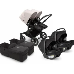Bugaboo Donkey 5 + Turtle Air Shield Twin Travel System Bundle - Black / Midnight Black / Misty White / Black