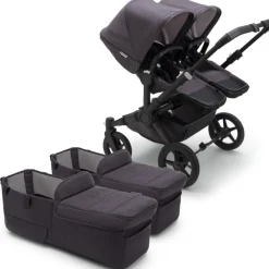 Bugaboo Donkey 5 Mineral Twin Complete Stroller Bundle - Black / Washed Black / Black