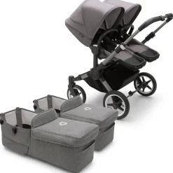 Bugaboo Donkey 5 Twin Complete Stroller Bundle - Graphite / Grey Melange / Grey Melange
