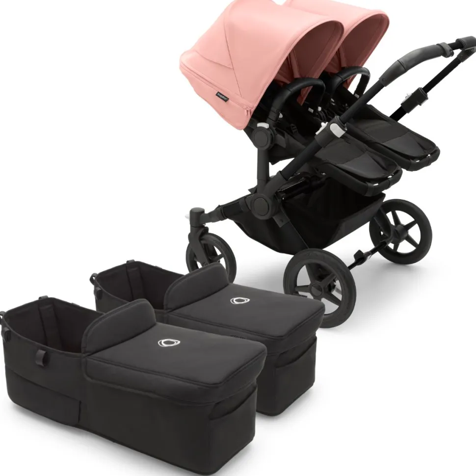 Bugaboo Donkey 5 Twin Complete Stroller Bundle - Black / Midnight Black / Morning Pink