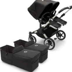 Bugaboo Donkey 5 Twin Complete Stroller Bundle - Aluminum / Midnight Black / Midnight Black / Black