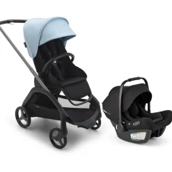 Bugaboo Dragonfly Stroller + Turtle Air Shield Travel System Bundle - Graphite / Midnight Black / Skyline Blue / Black