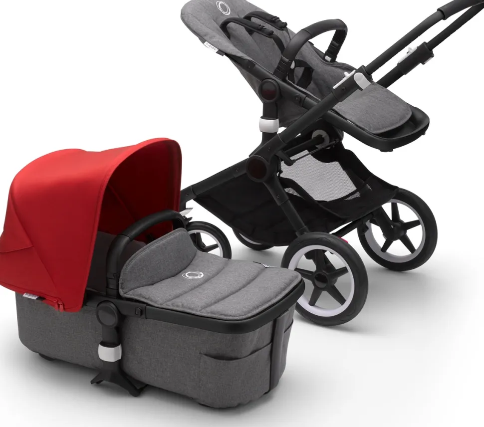 Bugaboo Fox2 Complete Stroller - Black/Grey Melange/Red