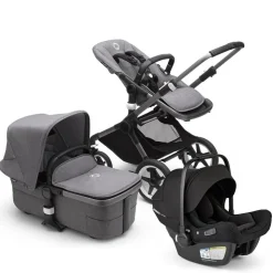 Bugaboo Fox3 Complete Stroller + Turtle Air Shield Travel System Bundle - Graphite / Grey Melange / Grey Melange / Black
