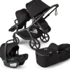Bugaboo Kangaroo Double Stroller + Turtle Air Shield By Nuna Travel System Bundle - Black / Midnight Black / Midnight Black / Black