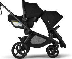 Bugaboo Kangaroo Double Stroller + Turtle Air Shield By Nuna Travel System Bundle - Black / Midnight Black / Midnight Black / Black