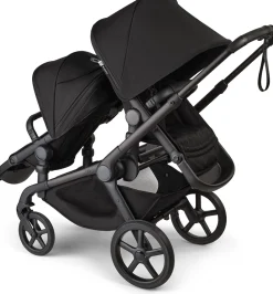 Bugaboo Kangaroo Double Stroller + Turtle Air Shield By Nuna Travel System Bundle - Black / Midnight Black / Midnight Black / Black