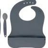Busy Baby Bungee Bib & Utensil Bundle - Pewter