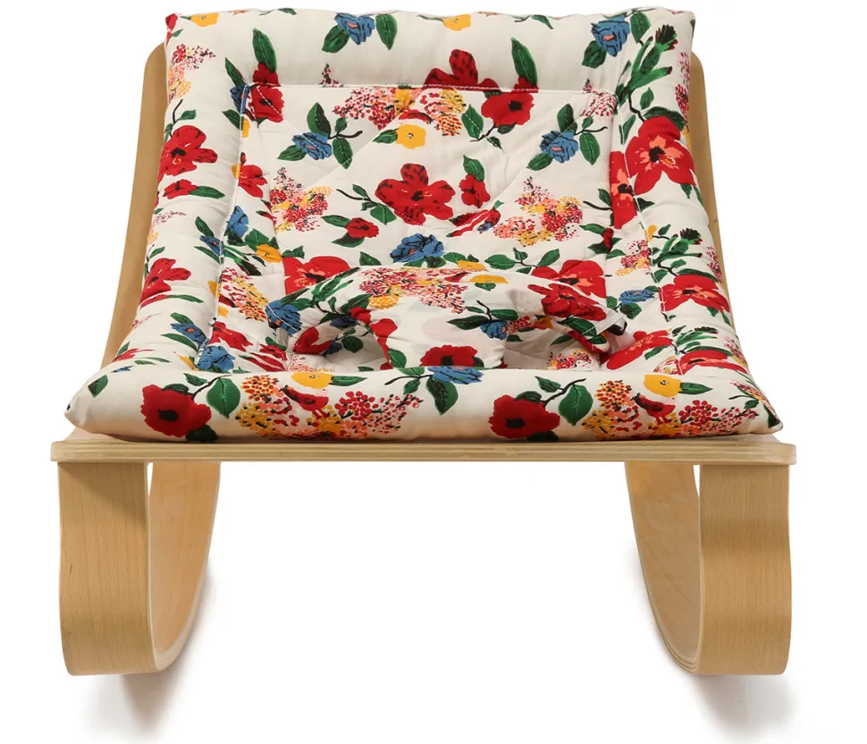 Charlie Crane LEVO Baby Rocker - Beech / Le Petit Lucas du Tertre Hibiscus