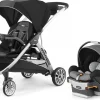 Chicco BravoFor2 Standing/Sitting Double Stroller + Keyfit 30 Travel System Bundle - Iron / Orion