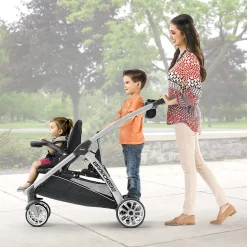 Chicco BravoFor2 Standing/Sitting Double Stroller + Keyfit 30 Travel System Bundle - Iron / Orion