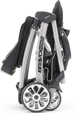 Chicco BravoFor2 Standing/Sitting Double Stroller + Keyfit 30 Travel System Bundle - Iron / Orion