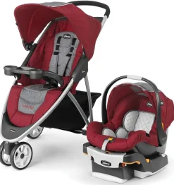 Chicco OPEN BOX Viaro Travel System - Cranberry