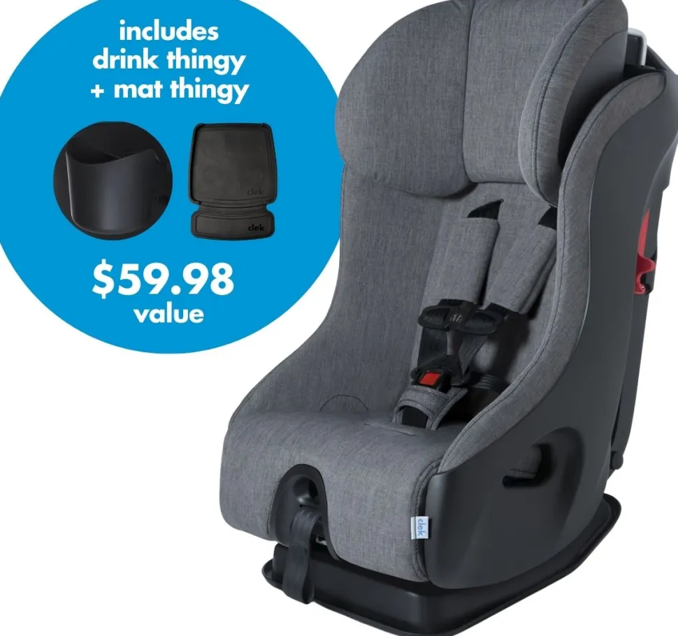 Clek 2021 Fllo Convertible Car Seat + Drink & Mat Thingy Bundle - C-Zero Thunder