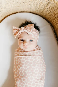 Copper Pearl Knit Headband Bow - Star