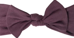 Copper Pearl Knit Headband Bow - Plum