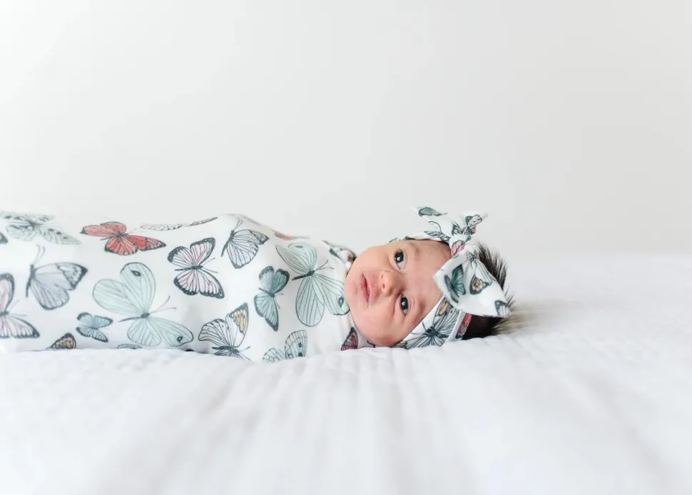 Copper Pearl Knit Headband Bow - Dot