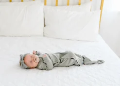 Copper Pearl Newborn Knotted Gown - Stone