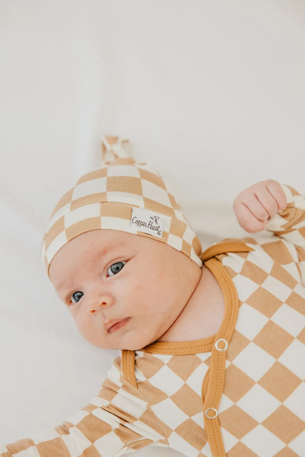 Copper Pearl Newborn Top Knot Hat - Rad