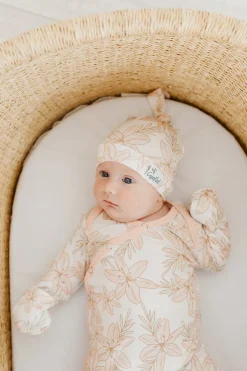 Copper Pearl Newborn Top Knot Hat - Kiana