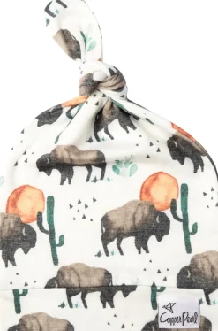 Copper Pearl Newborn Top Knot Hat - Bison