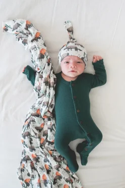 Copper Pearl Newborn Top Knot Hat - Bison