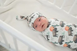 Copper Pearl Newborn Top Knot Hat - Bison