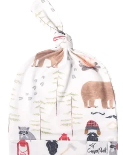 Copper Pearl Newborn Top Knot Hat - Lumberjack