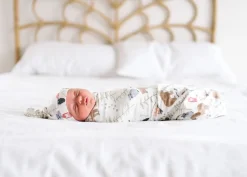Copper Pearl Newborn Top Knot Hat - Lumberjack