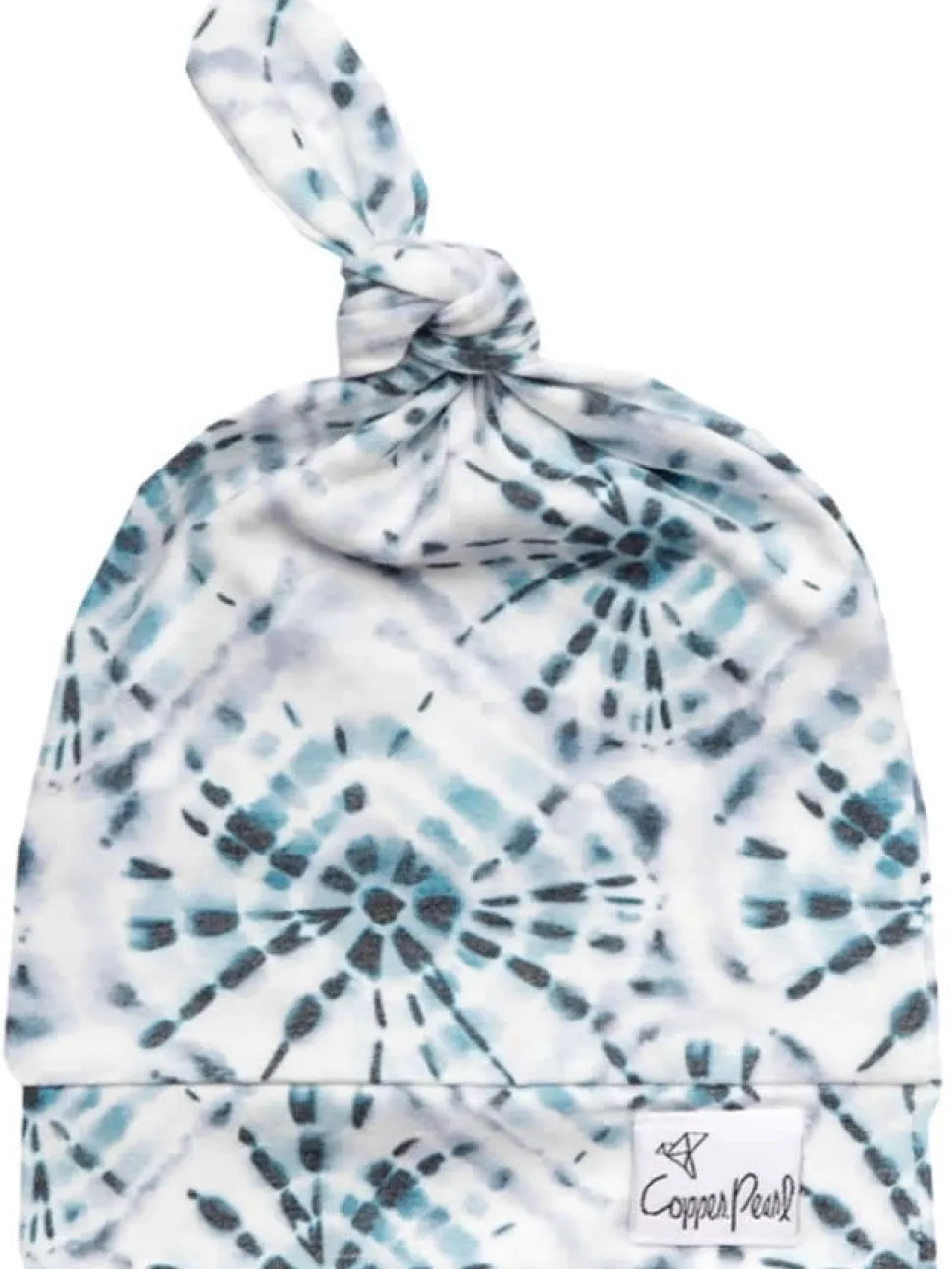 Copper Pearl Newborn Top Knot Hat - Indigo