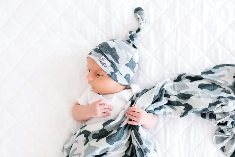 Copper Pearl Newborn Top Knot Hat - Gunnar