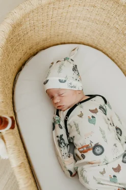 Copper Pearl Newborn Top Knot Hat - Jo