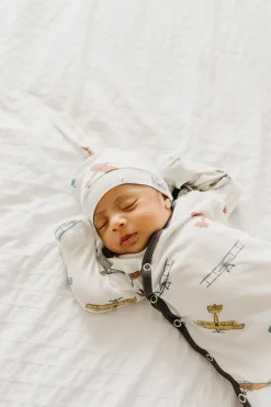 Copper Pearl Newborn Top Knot Hat - Ace