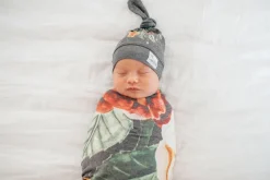 Copper Pearl Newborn Top Knot Hat - Raven