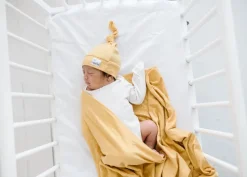 Copper Pearl Newborn Top Knot Hat - Marigold