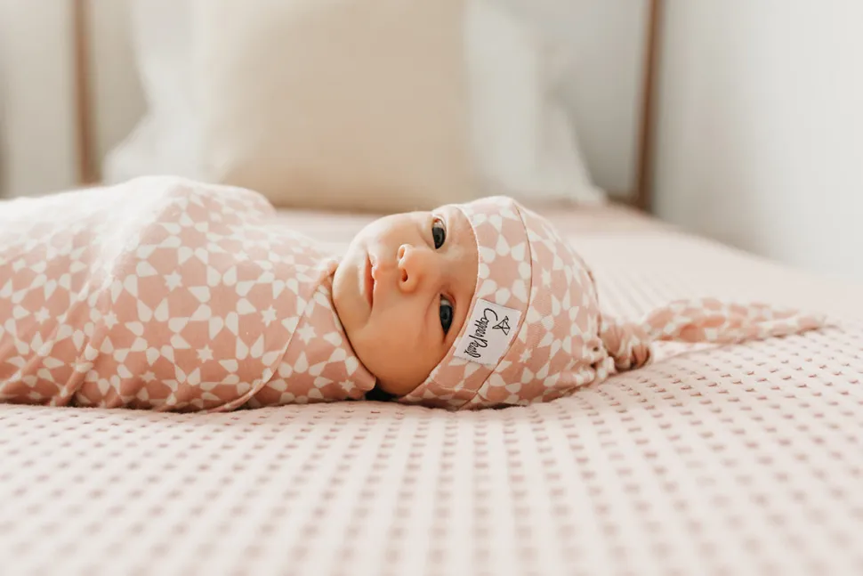 Copper Pearl Newborn Top Knot Hat - Star