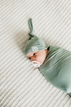 Copper Pearl Newborn Top Knot Hat - Briar