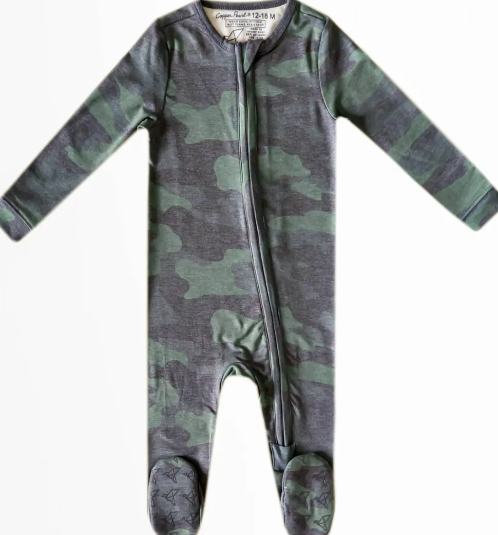 Copper Pearl Zip-up Footie - Hunter (3-6M)
