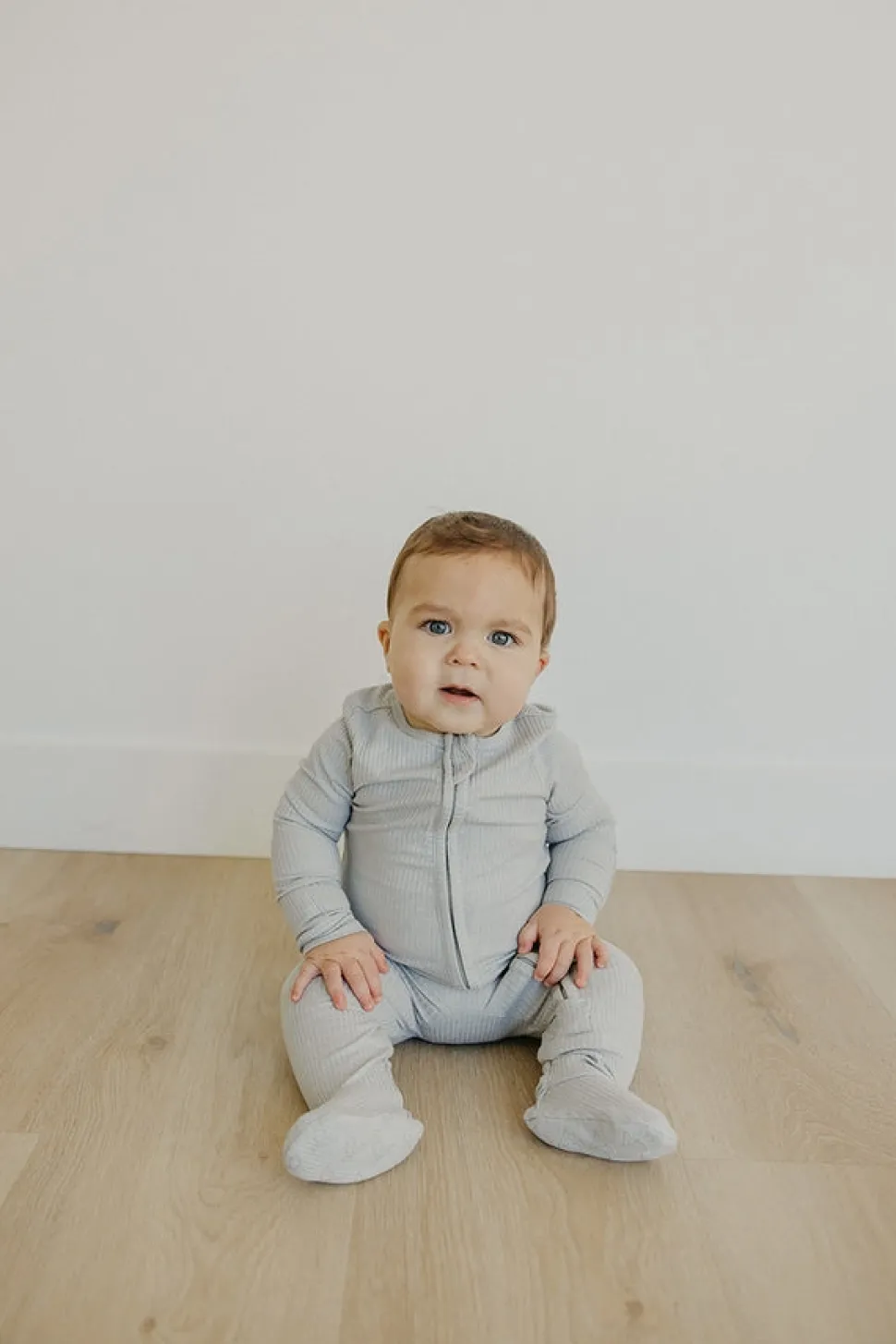 Copper Pearl Zip-up Footie, Ash (0-3M)