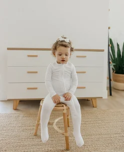 Copper Pearl Zip-up Footie - Dove (18-24M)