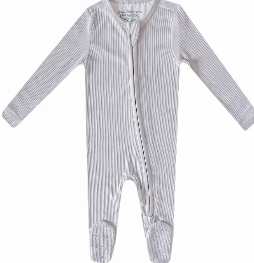 Copper Pearl Zip-up Footie, Ash (3-6M)