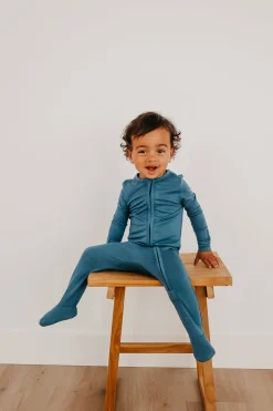 Copper Pearl Zip-up Footie - Steel (18-24M)