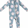Copper Pearl Zip-up Footie, Slugger (0-3M)